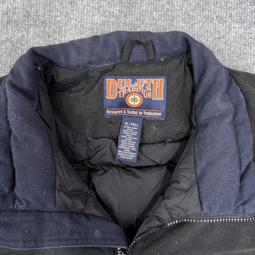 Duluth Trading Co Jacket Mens XLT Navy Goose Down Nylon Canvas Puffer Full Zip - Picture 3 of 8